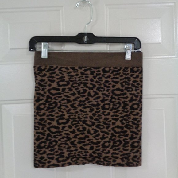 Leopard Print Mini Skirt in Taupe by Niki Biki - Picture 2 of 2